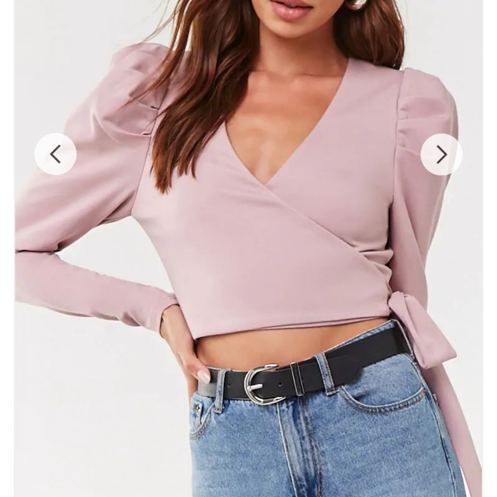 Forever 21 NWT Lilac Puff Sleeve Wrap Top